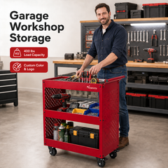 NOZOMI 3-tier pegboard rolling tool cart for garage workshop storage with 400 lbs load capacity