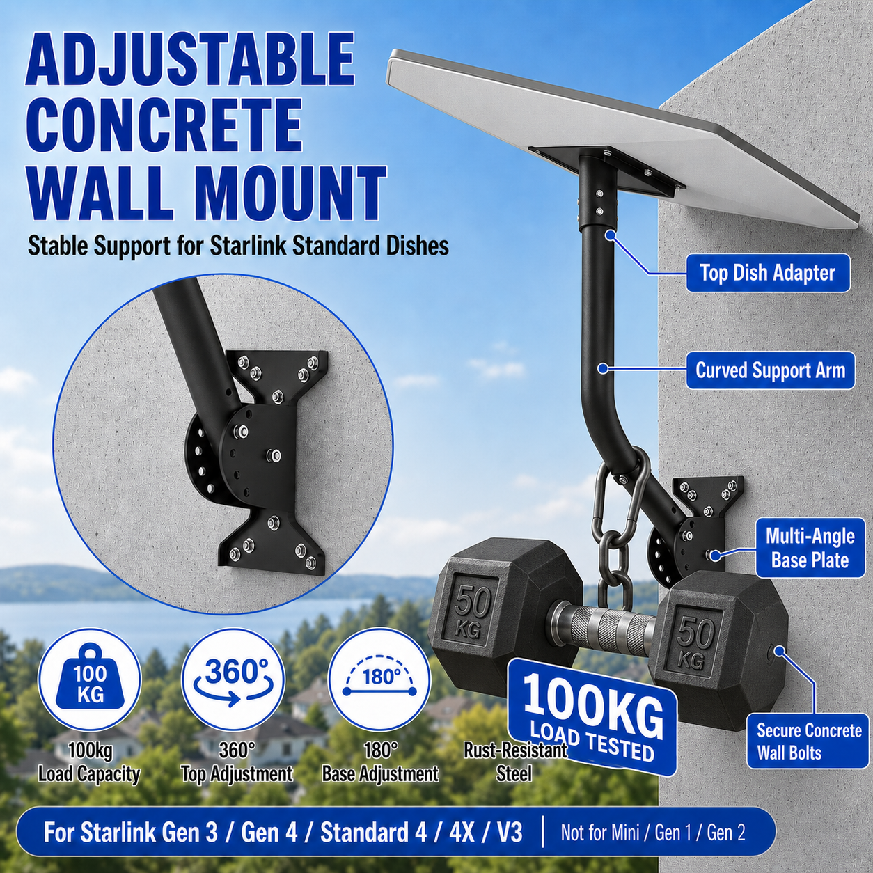 NOZOMI Starlink Gen 3/4 Wall Roof Mount