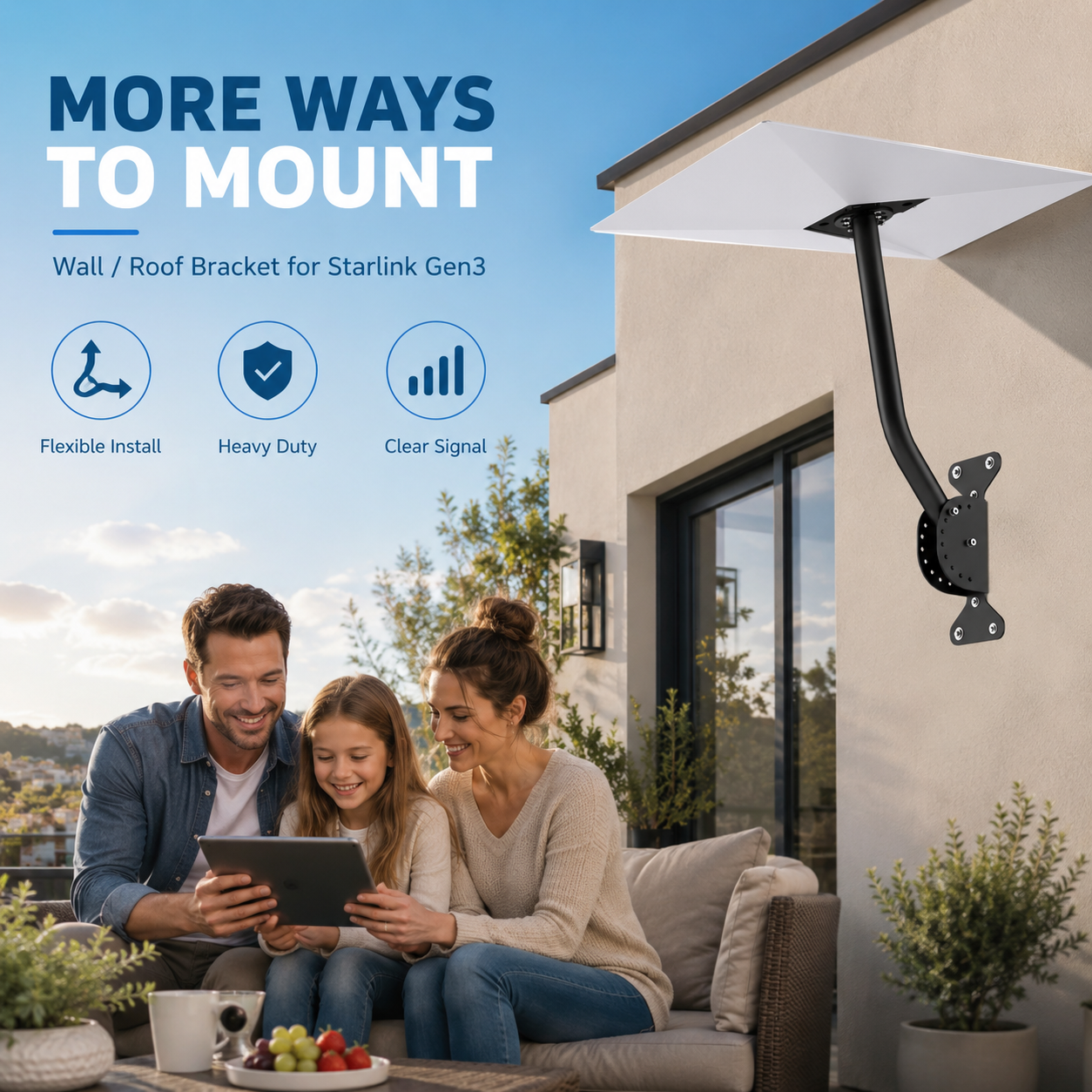 NOZOMI Starlink Gen 3/4 Heavy-Duty Wall Roof Mount