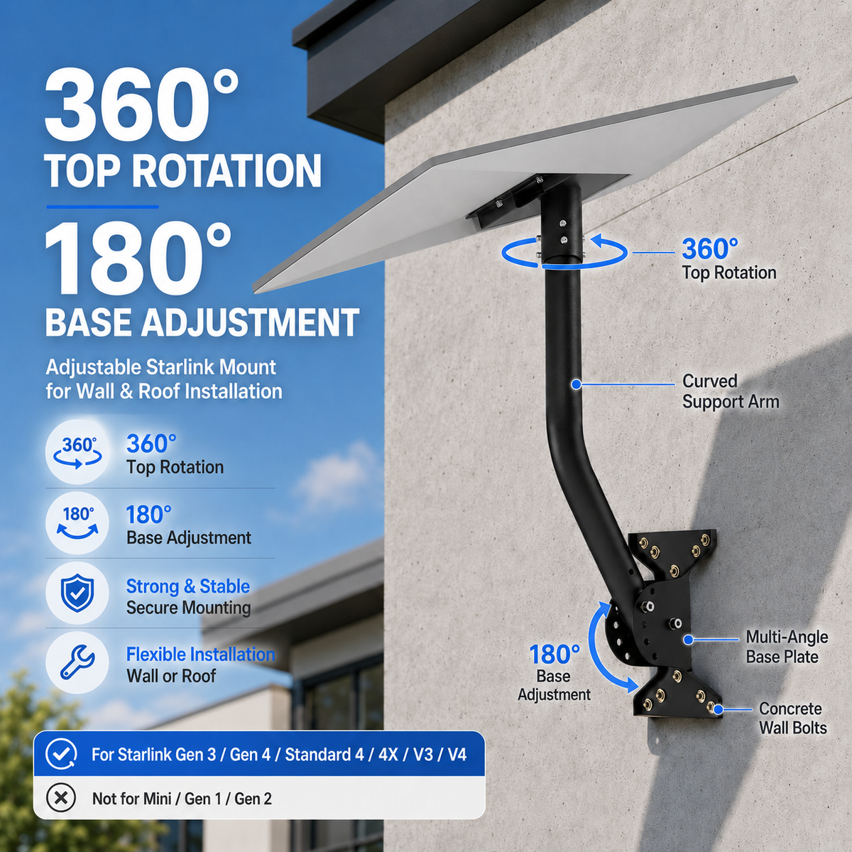 NOZOMI Starlink Gen 3/4 Wall Roof Mount