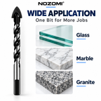 NOZOMI Arrowhead Tile & Glass Drill Bits | 3–12 mm & 7-Piece Set