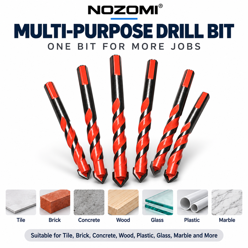 NOZOMI Red Spiral Carbide-Tip Drill Bits | 3–12 mm & 7-Piece Set