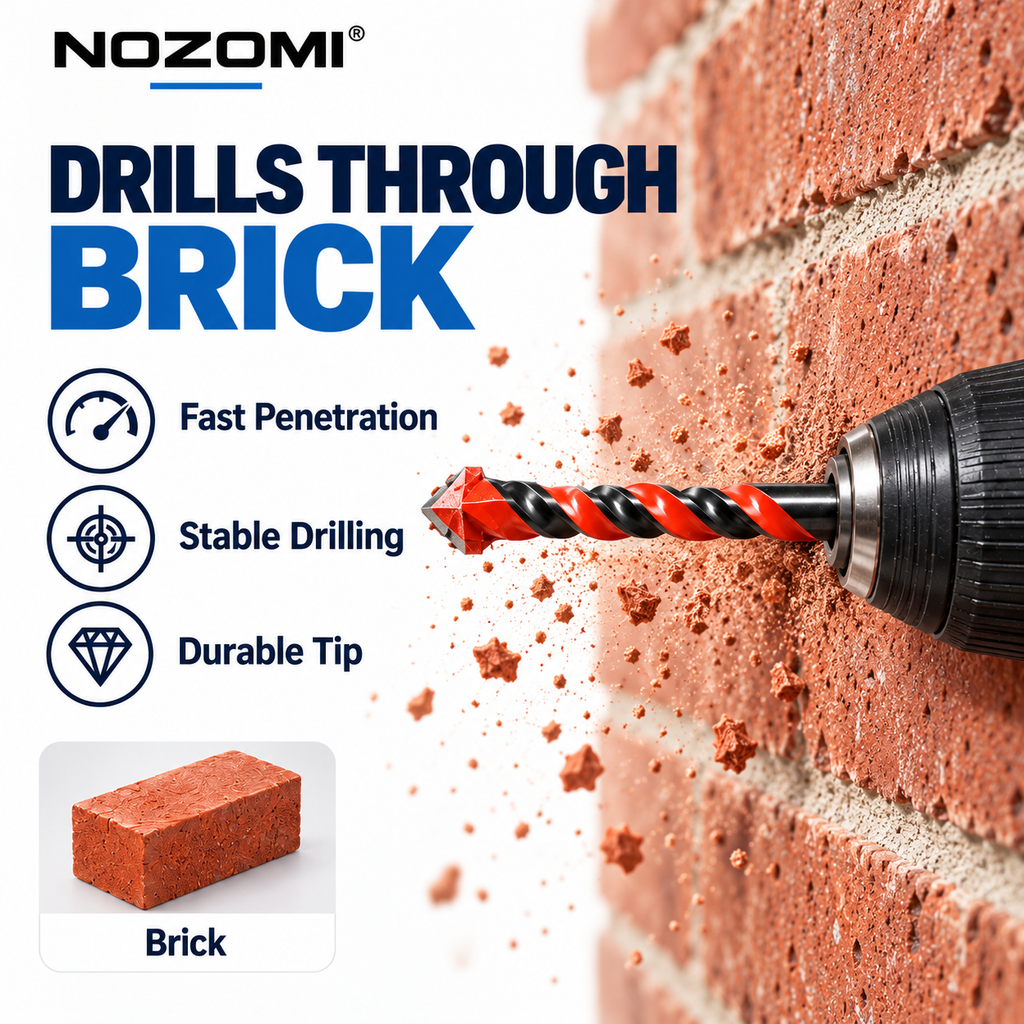 NOZOMI Red Spiral Carbide-Tip Drill Bits | 3–12 mm & 7-Piece Set