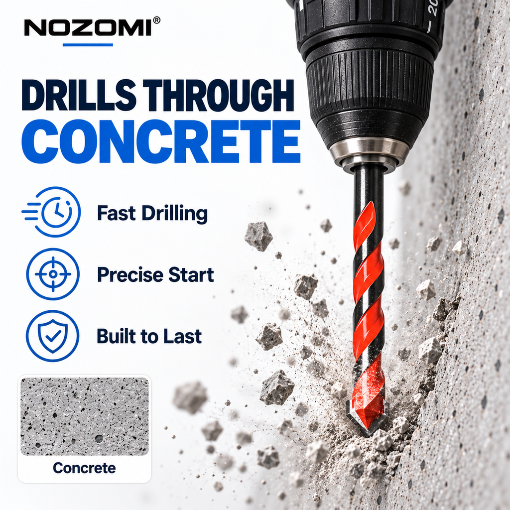 NOZOMI Red Spiral Carbide-Tip Drill Bits | 3–12 mm & 7-Piece Set
