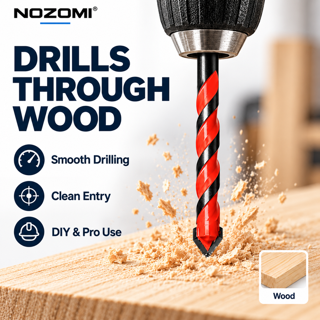 NOZOMI Red Spiral Carbide-Tip Drill Bits | 3–12 mm & 7-Piece Set