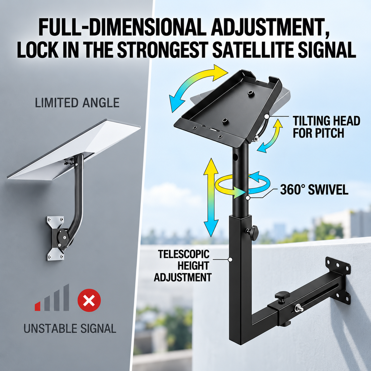 NOZOMI Starlink Gen 3 / V4 Straight Pole Wall & Roof Mount