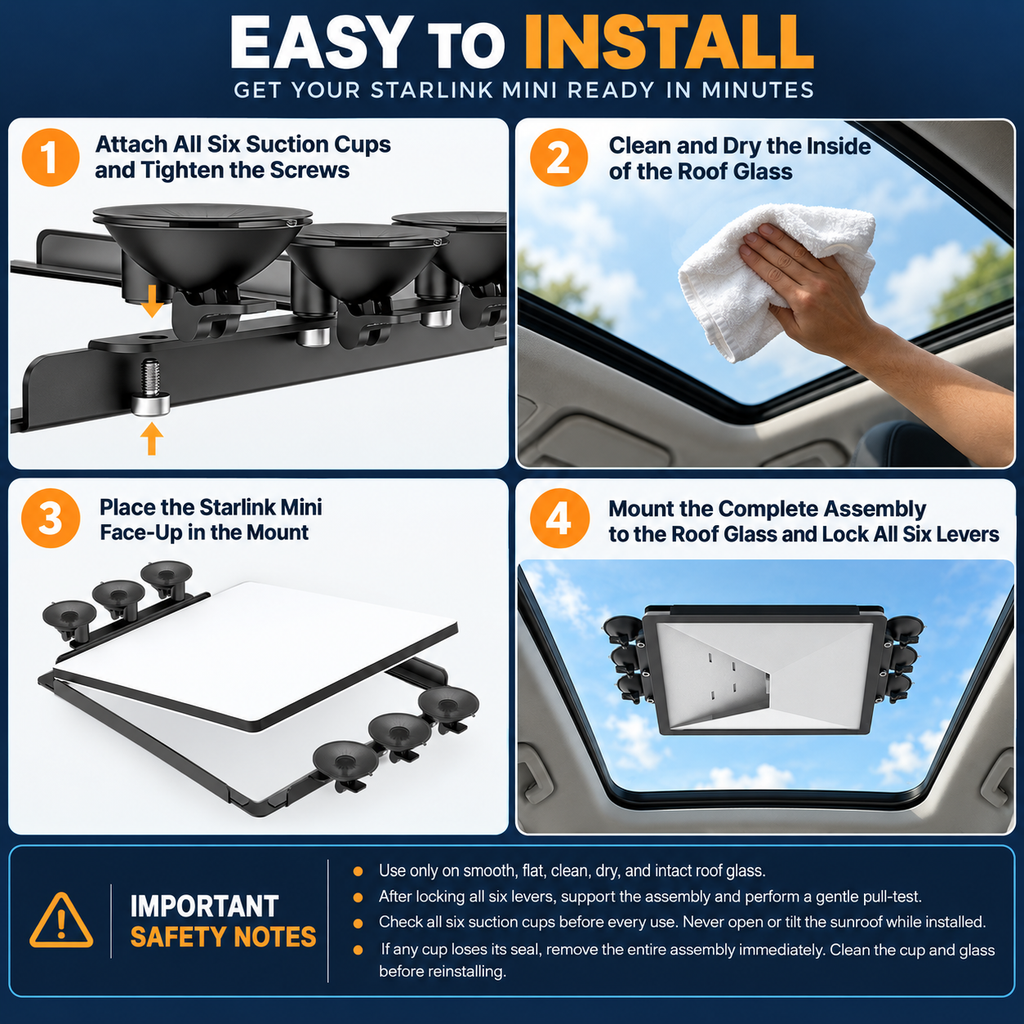 NOZOMI Starlink Mini Six-Cup Sunroof Glass Suction Mount