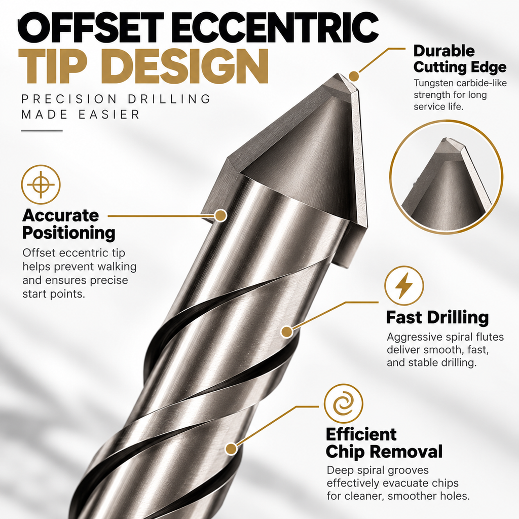 NOZOMI Offset Eccentric Tile Drill Bits | 6–12 mm & 4-Piece Set