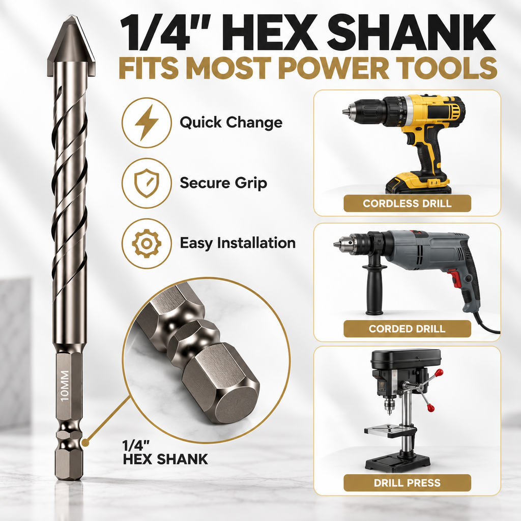 NOZOMI Offset Eccentric Tile Drill Bits | 6–12 mm & 4-Piece Set
