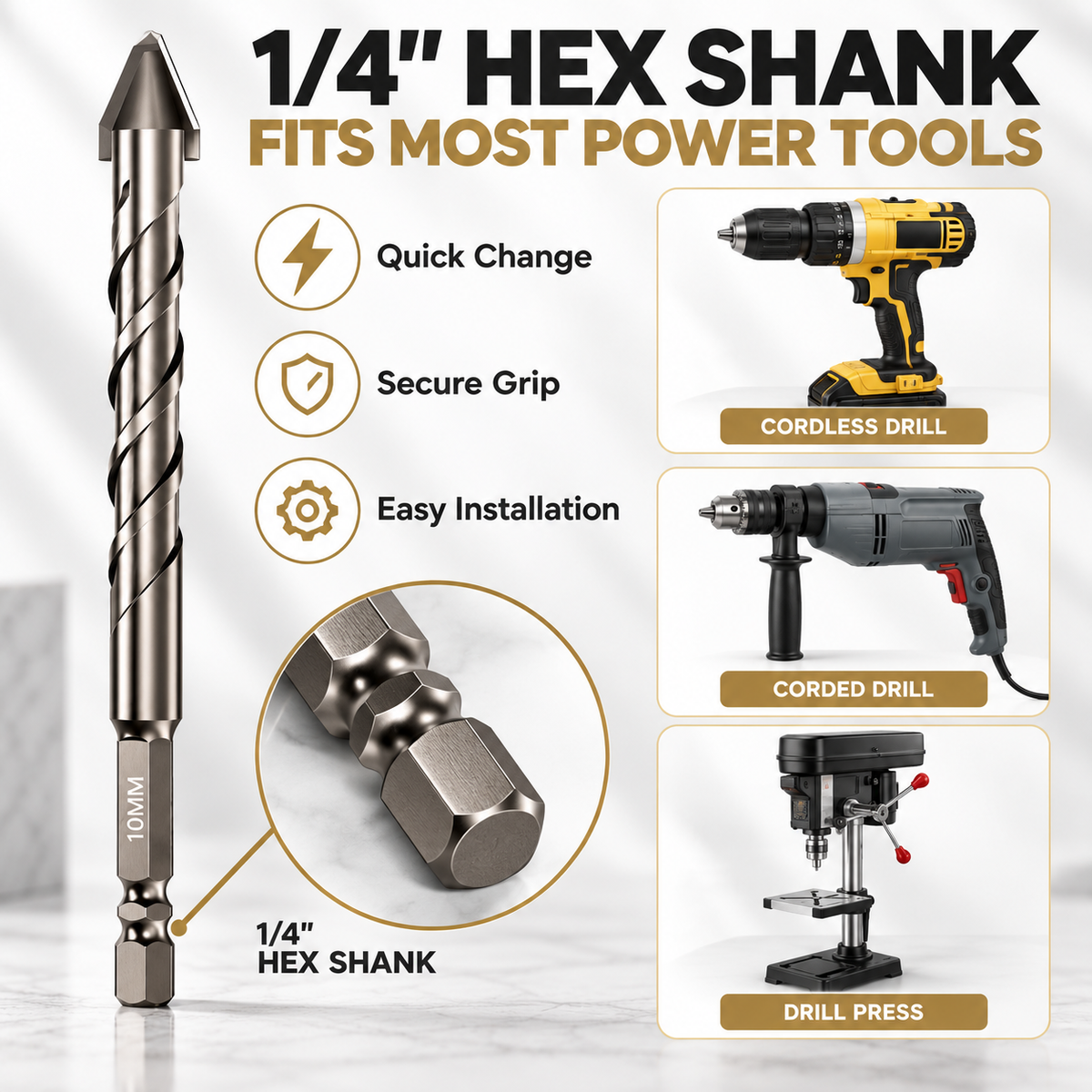 NOZOMI Offset Eccentric Tile Drill Bits | 6–12 mm & 4-Piece Set
