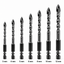NOZOMI cross-tip drill bits on white background, labeled 3, 4, 5, 6, 8, 10 and 12 mm