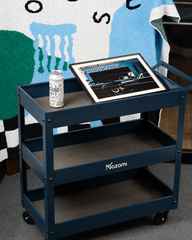 NOZOMI blue three-tier open-side rolling storage cart