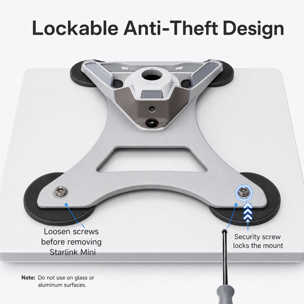 Lockable anti-theft design for Starlink Mini magnetic mount