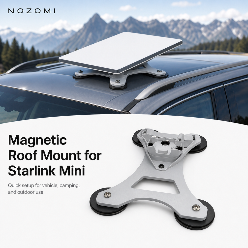 NOZOMI magnetic roof mount for Starlink Mini on vehicle roof