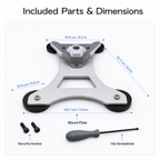 Included parts and dimensions for Starlink Mini magnetic mount