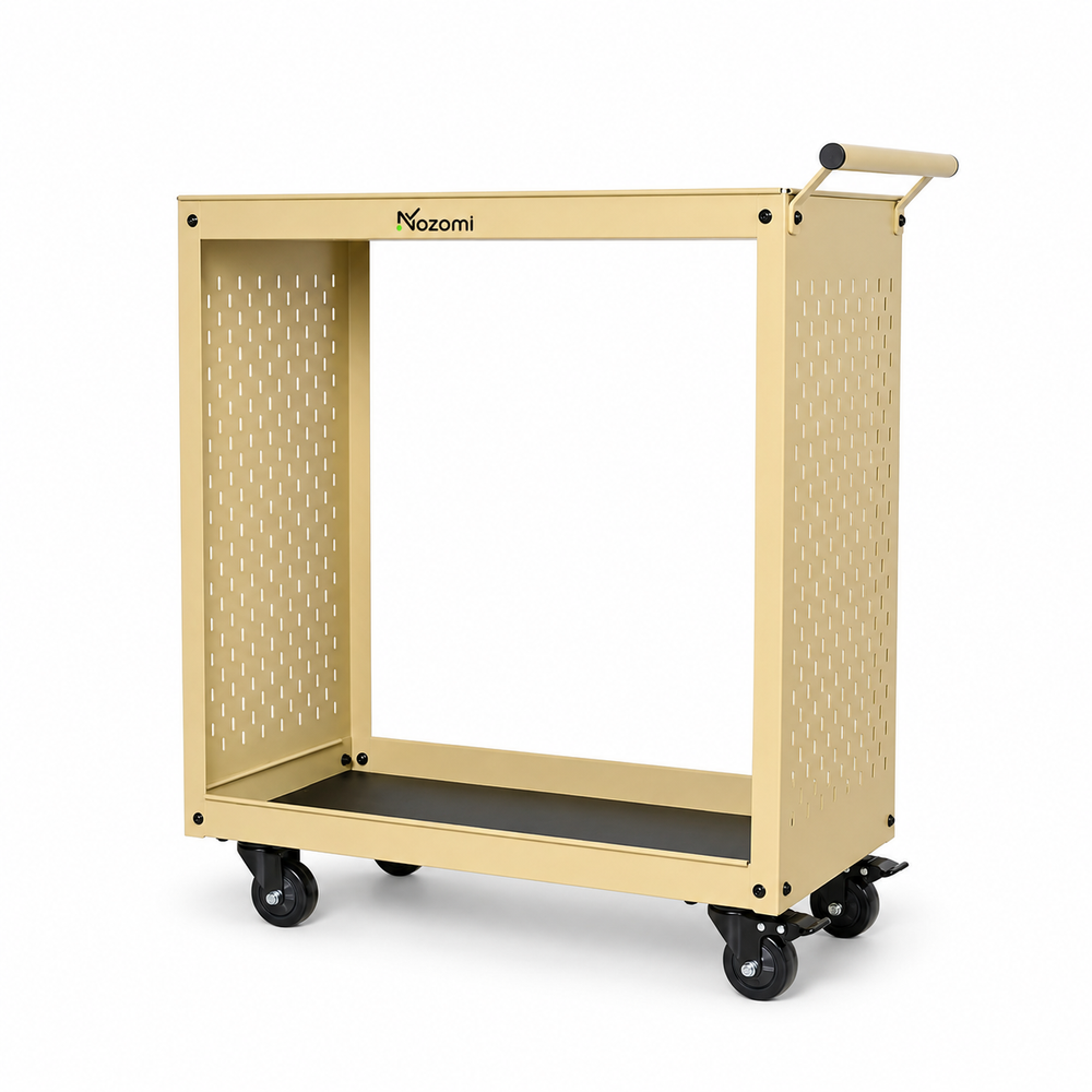 NOZOMI 2-tier rolling tool cart - Cream - Pegboard