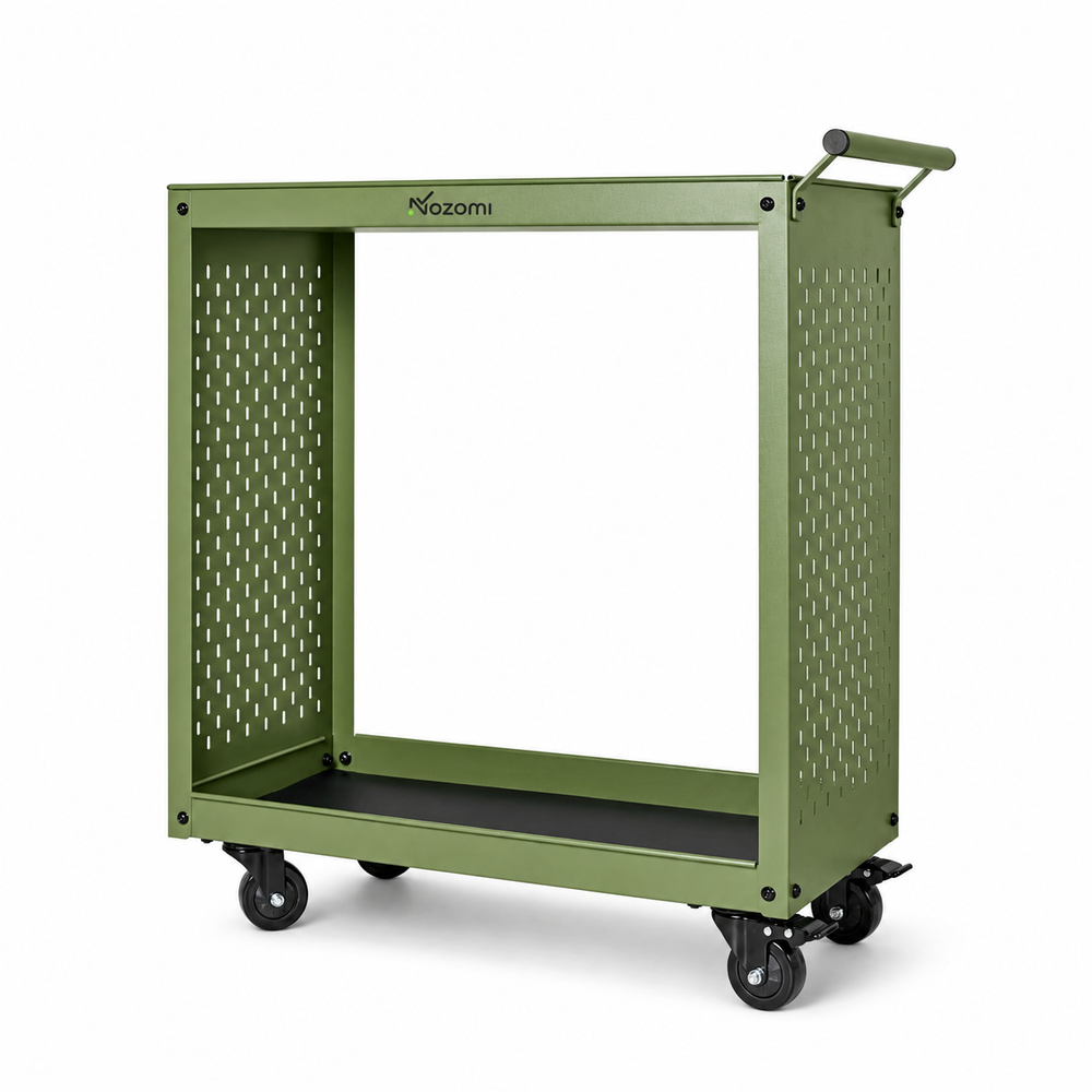 NOZOMI 2-tier rolling tool cart - Green - Pegboard
