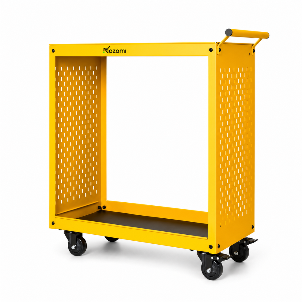 NOZOMI 2-tier rolling tool cart - Yellow - Pegboard