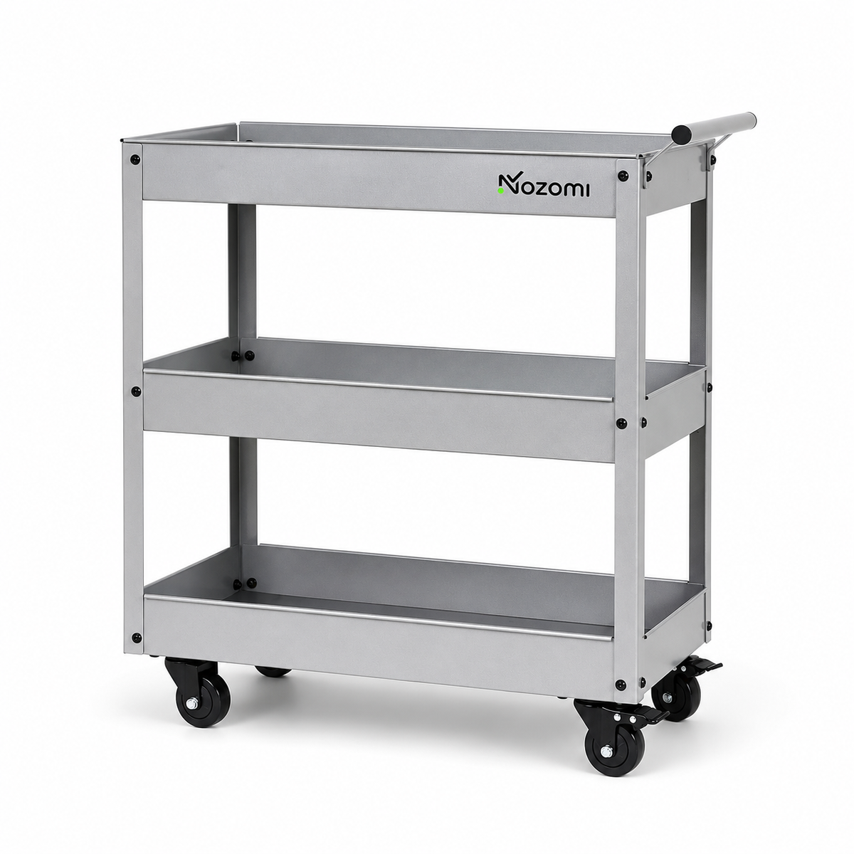 NOZOMI 3-tier rolling tool cart - Silver - No pegboard Main image