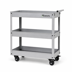 NOZOMI 3-tier rolling tool cart - Silver - No pegboard