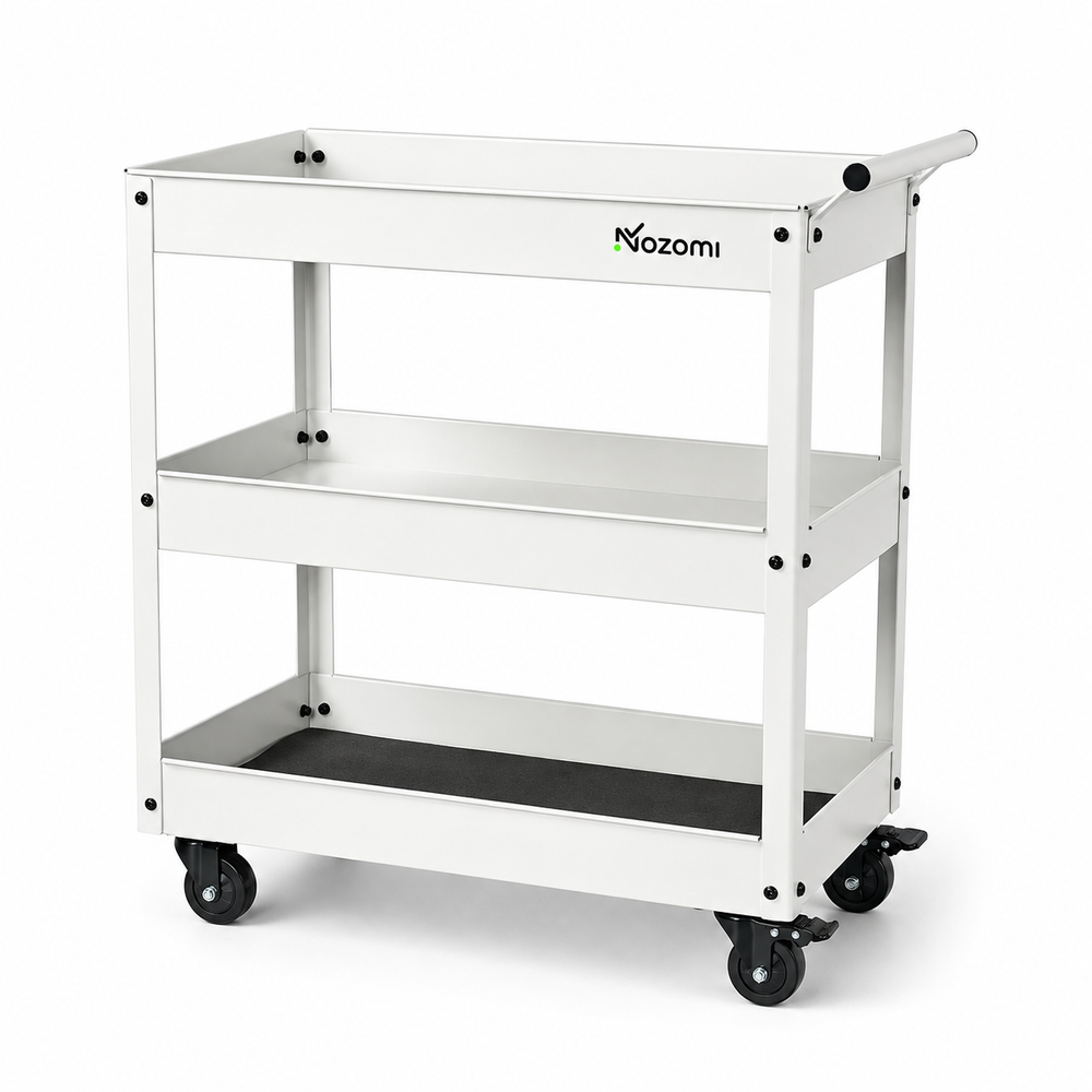 NOZOMI 3-tier rolling tool cart - White - No pegboard